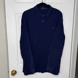 Polo by Ralph Lauren Men's Dark Blue Long Sleeve Polo Shirt. Sz XL. Red Logo